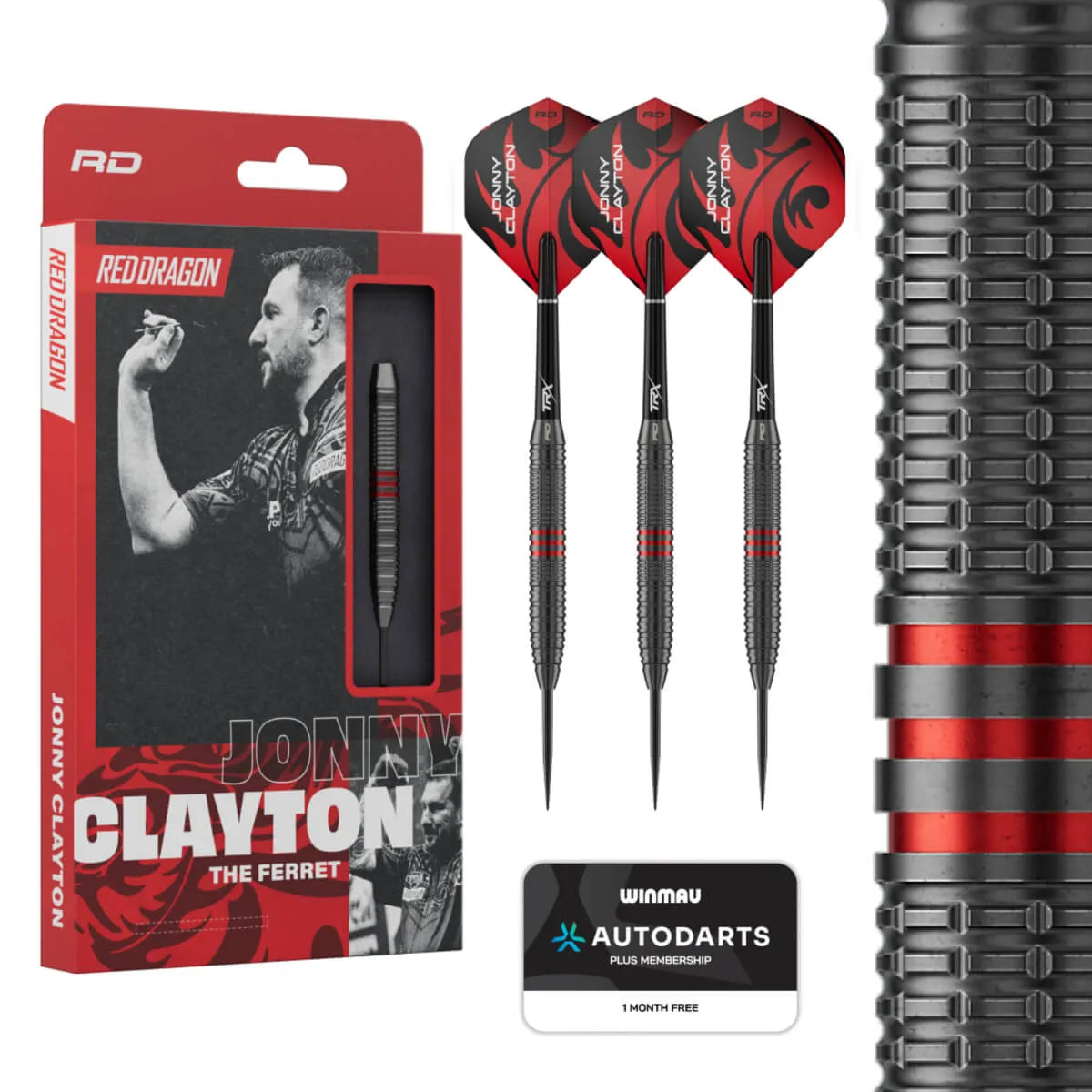 Red Dragon Jonny Clayton Core Brass Steel Tip Darts-1-21 GRAM-Premier Darts