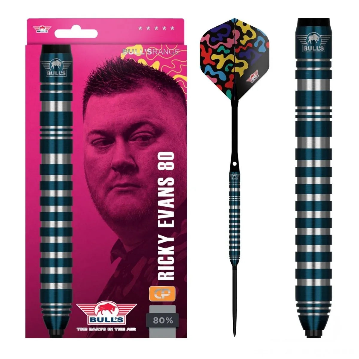 Bull's NL Ricky Evans Blue CP 80% Tungsten Steel Tip Darts-1-21 GRAM-Premier Darts
