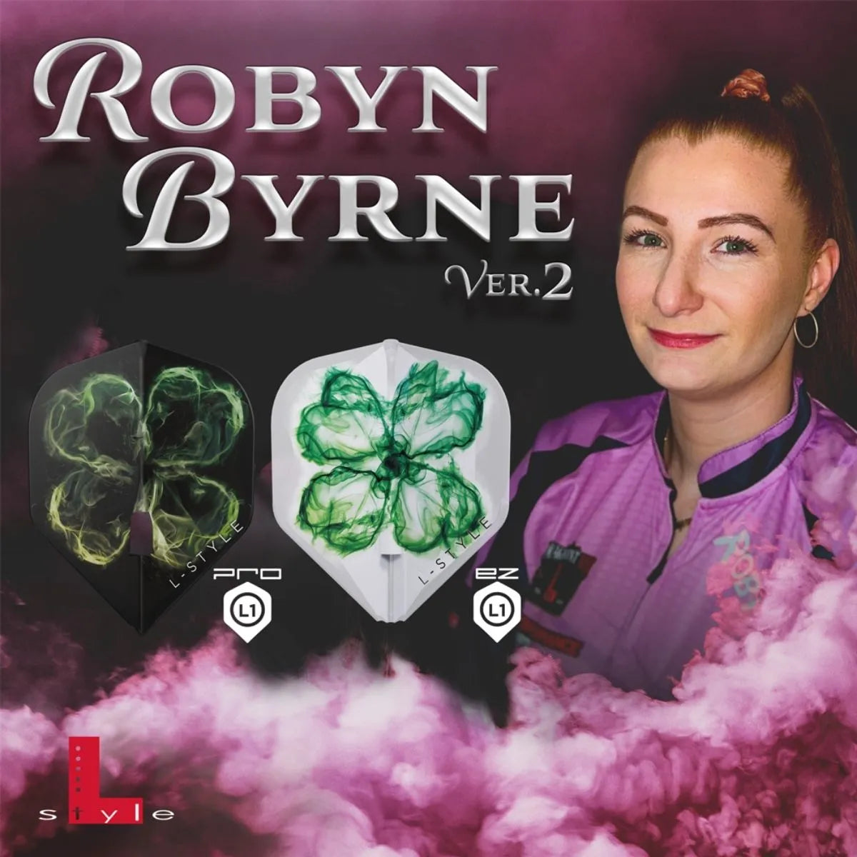 L-Style Darts L-Flight EZ L1 Robyn Byrne V2 Clear White Flights-4-Premier Darts