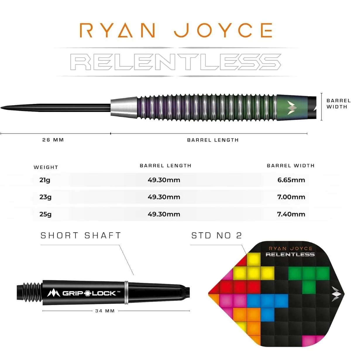 Mission Ryan Joyce Relentless Coral PVD 95% Tungsten Steel Tip Darts-5-21 GRAM-Premier Darts