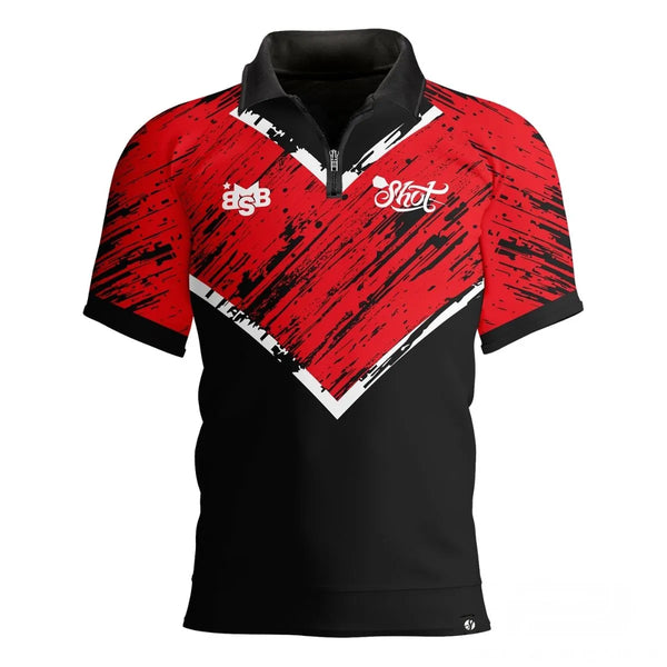 Shot Michael Smith Red Strip Polo Shirt-1-SMALL-Premier Darts
