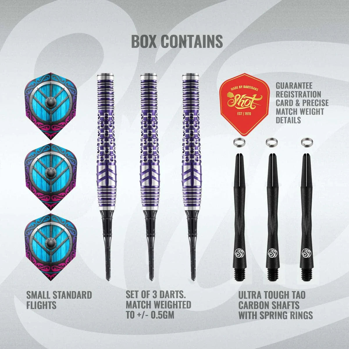 Shot Viking Shield Maiden 90% Tungsten Soft Tip Darts-4-18 GRAM-Premier Darts