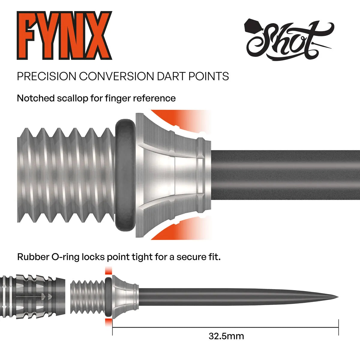 Shot Fynx Conversion Points-2-32mm-Premier Darts