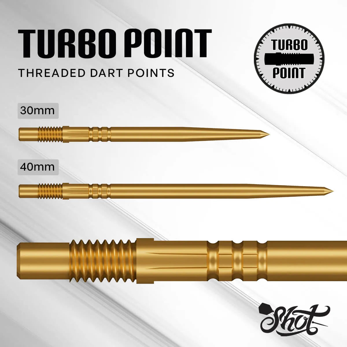 Shot Turbo Steel Tip Points-5-Black-30mm-Premier Darts