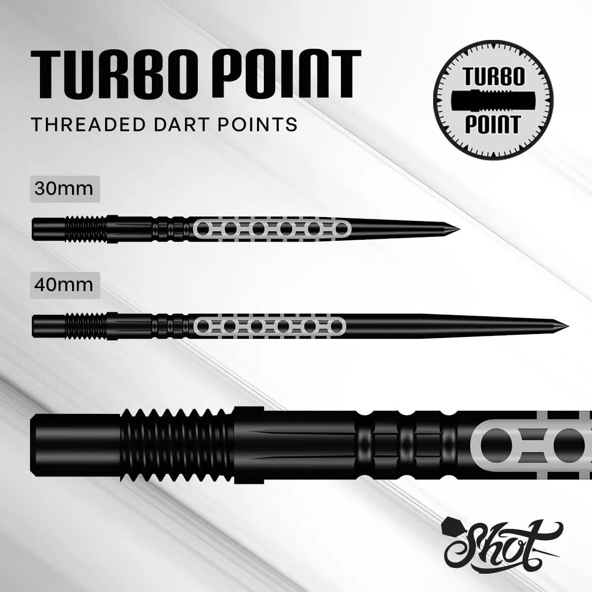Shot Goths Turbo Steel Tip Points-4-Black-30mm-Premier Darts