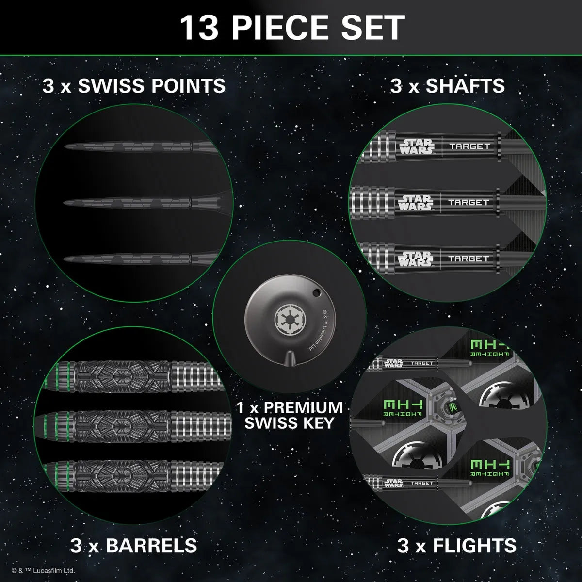 Target Darts Star Wars TIE Fighter SP 90% Tungsten Steel Tip Darts