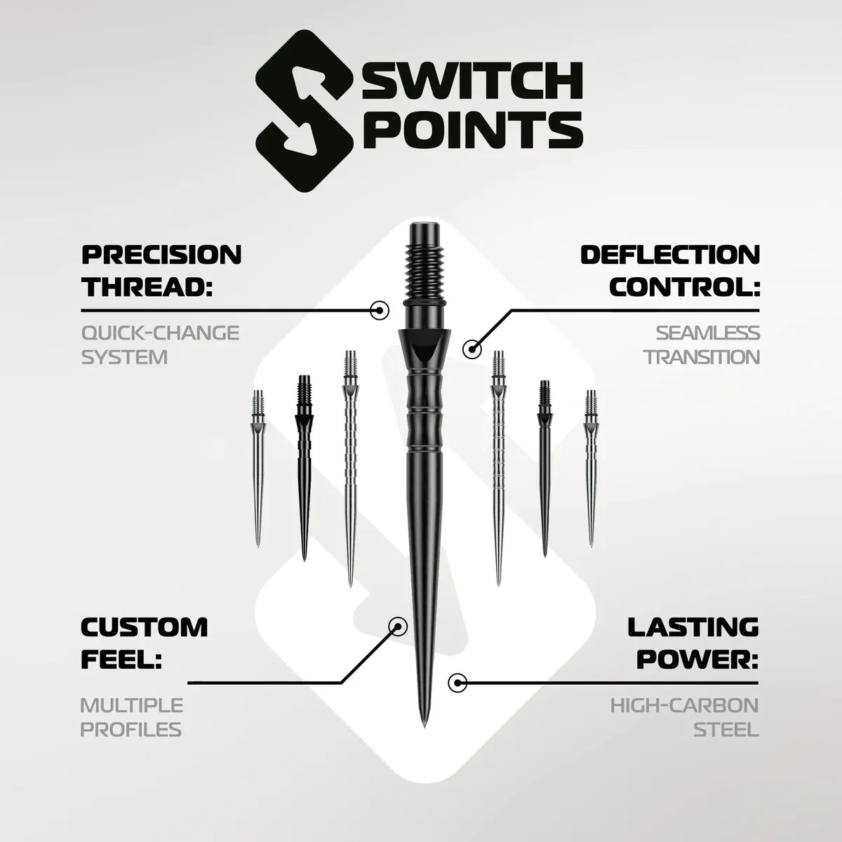 Winmau Switch Point Groove-2-Black-26mm-Premier Darts
