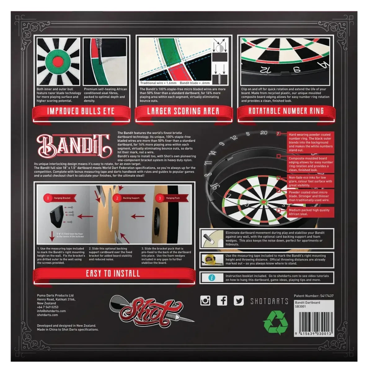 Shot Bandit Bristle Dartboard