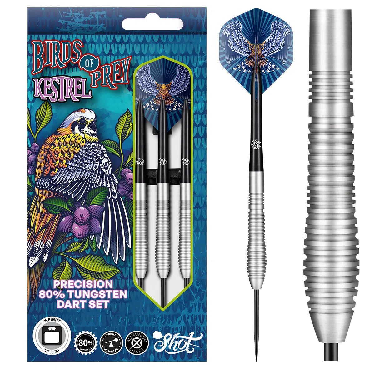 Shot Birds of Prey Kestrel 80% Tungsten Steel Tip Darts-1-23 GRAM-Premier Darts