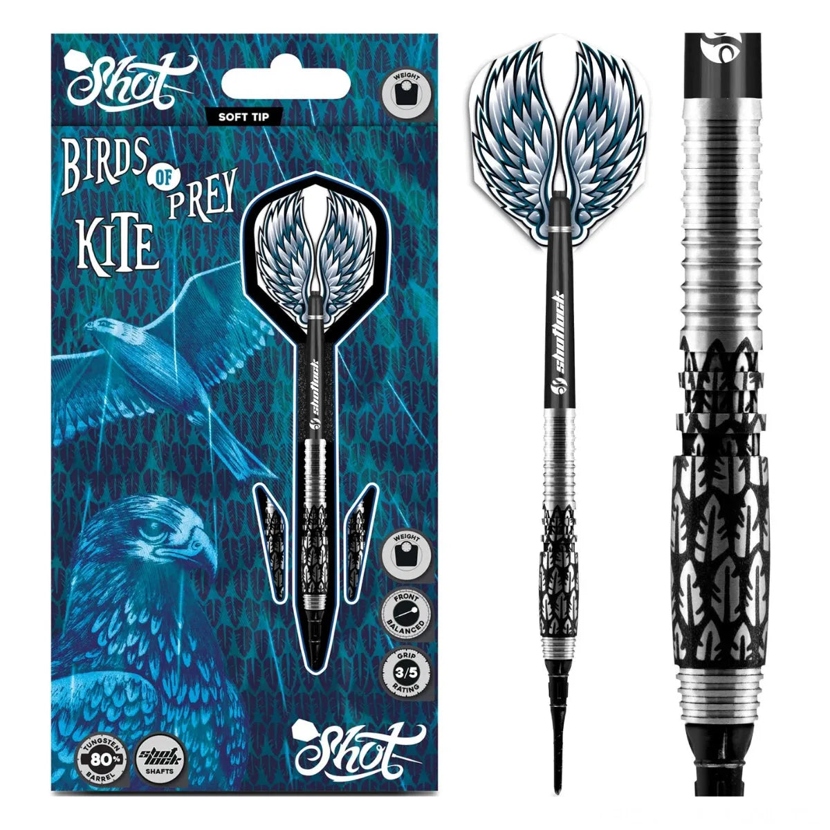 Shot Birds of Prey Kite 80% Tungsten Soft Tip Darts-1-18 GRAM-Premier Darts