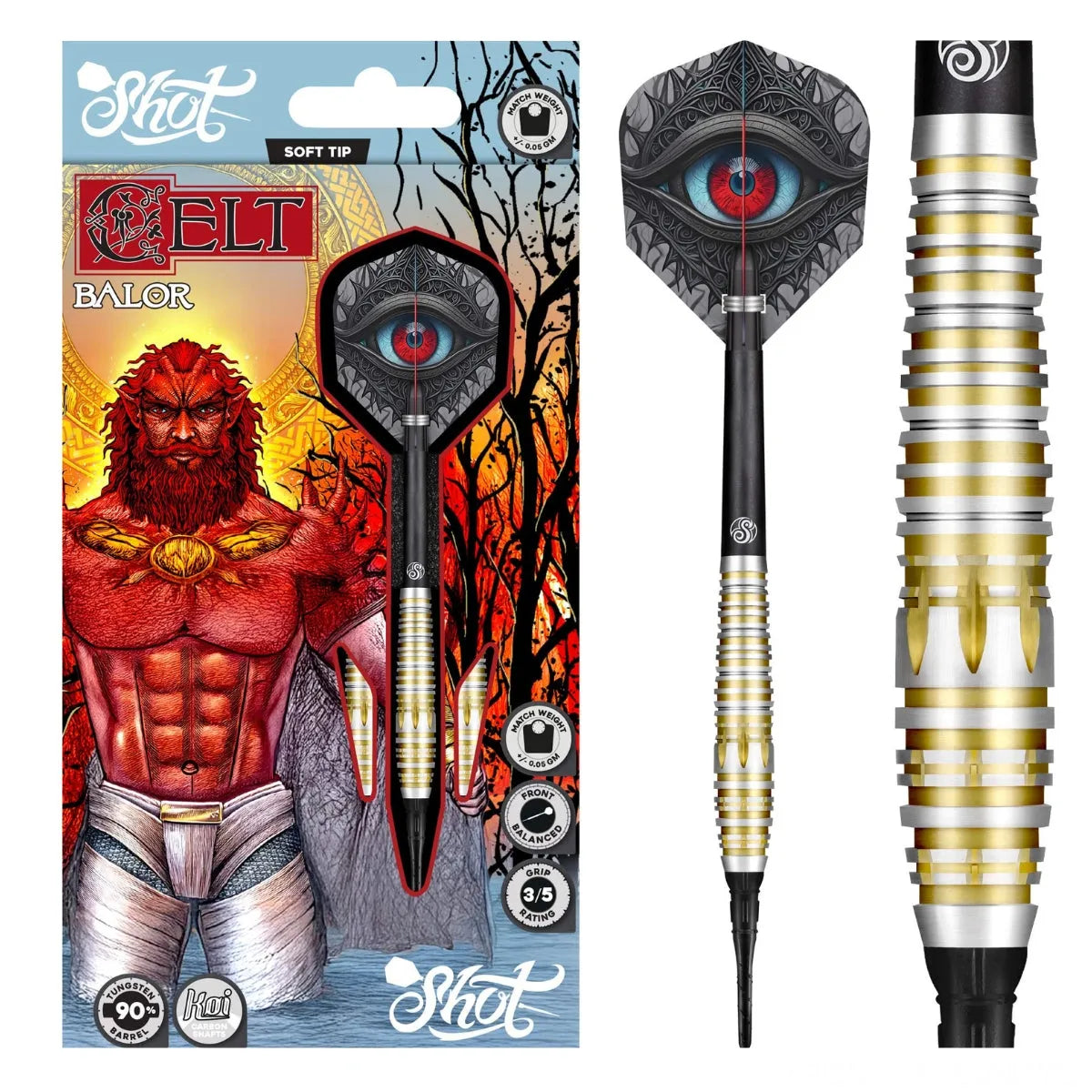 Shot Celt Balor 90% Tungsten Soft Tip Darts-1-18 GRAM-Premier Darts