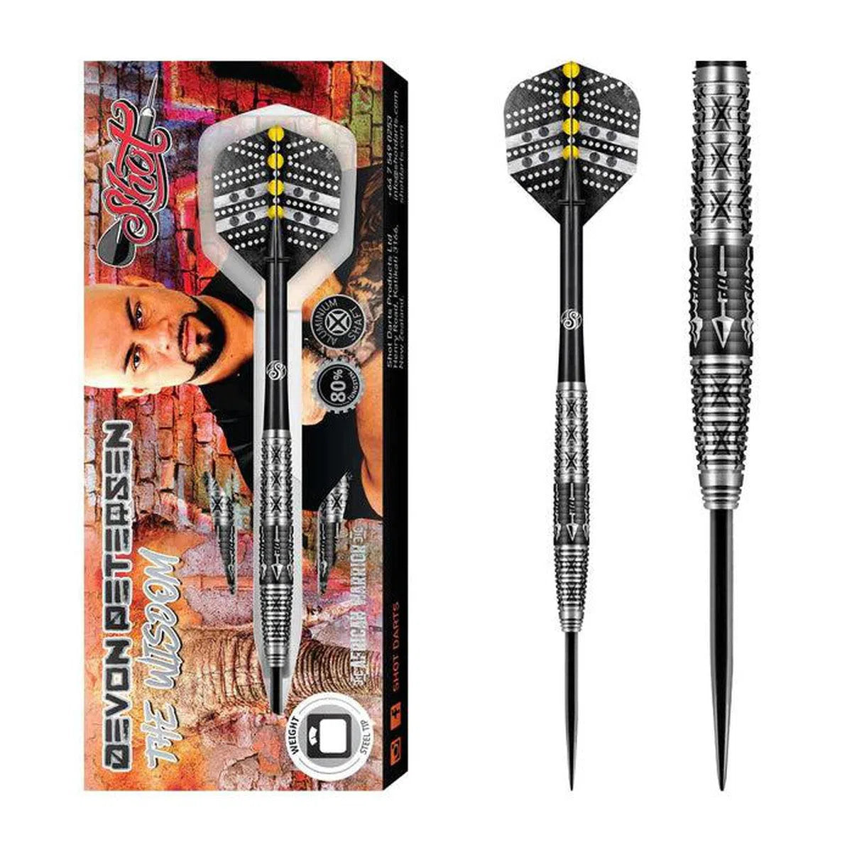 Shot Devon Petersen Wisdom 80% Tungsten Steel Tip Darts