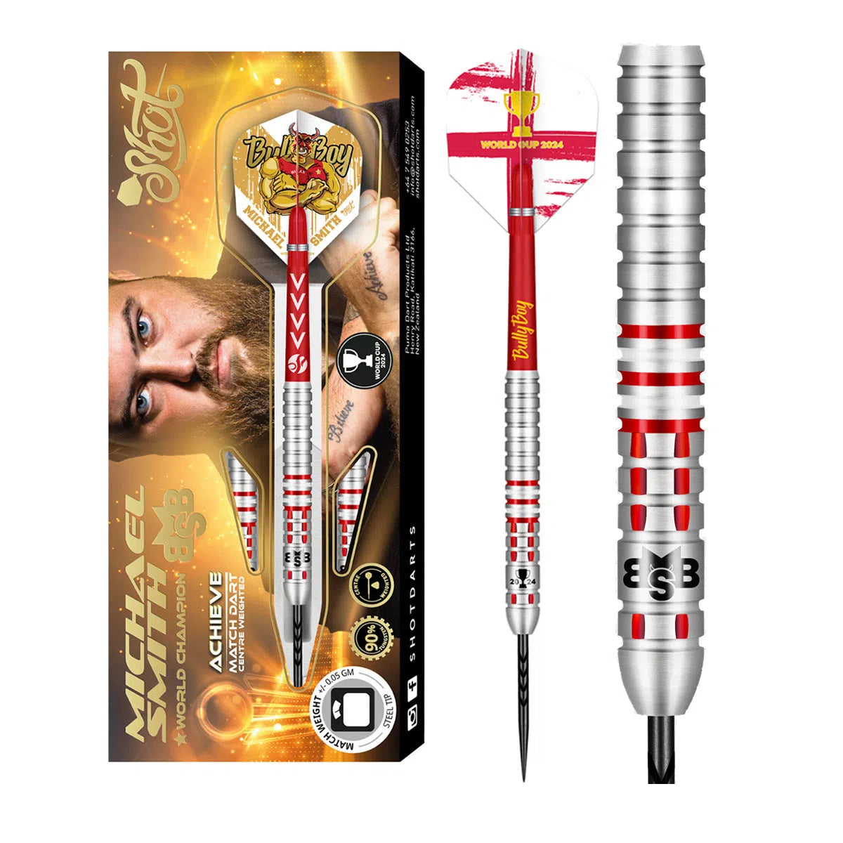 Shot Michael Smith Achieve World Cup 2024 90% Steel Tip Darts