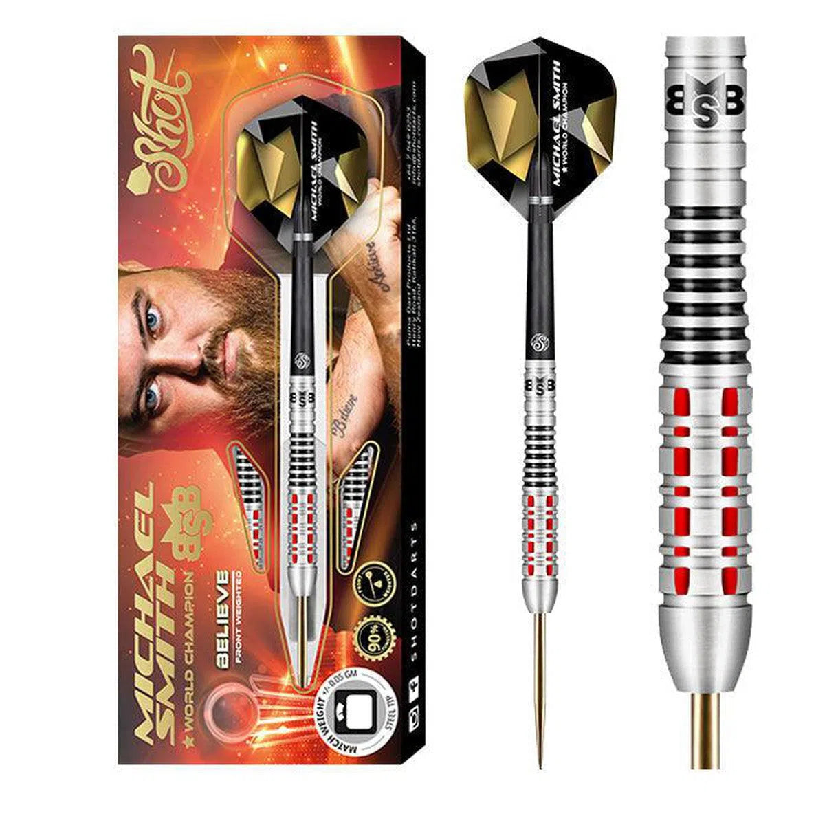 Shot Michael Smith Believe 90% Steel Tip Darts
