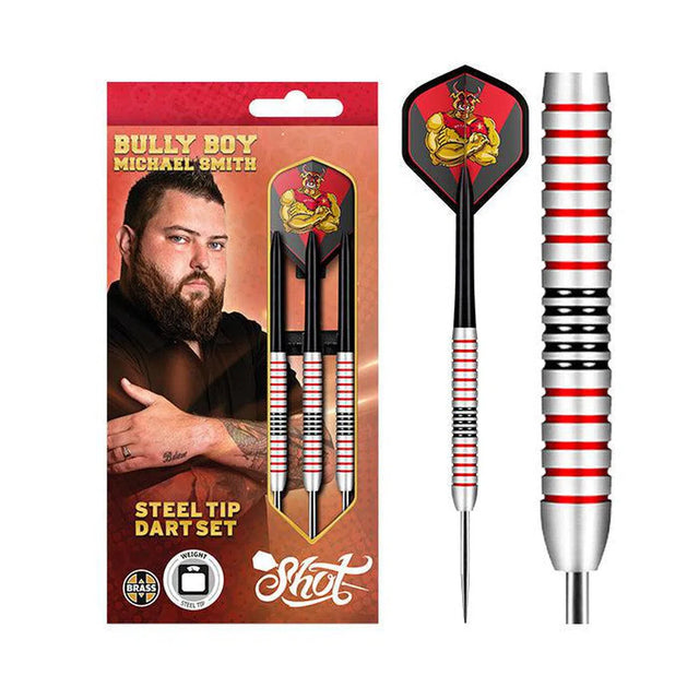 Shot Michael Smith 'Bully Boy' Plated Brass Steel Tip Darts Set