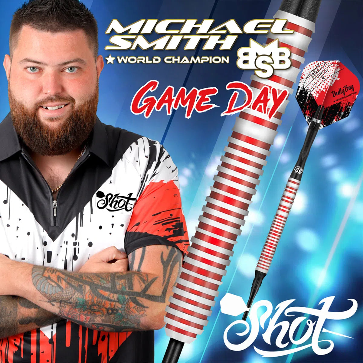 Shot Michael Smith Game Day 90% Steel Tip Darts-4-21 GRAM-Premier Darts