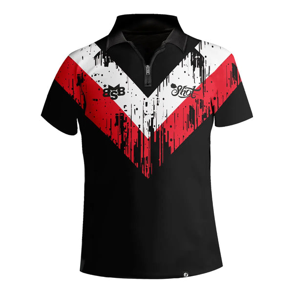 Shot Michael Smith White Strip Polo Shirt-1-SMALL-Premier Darts