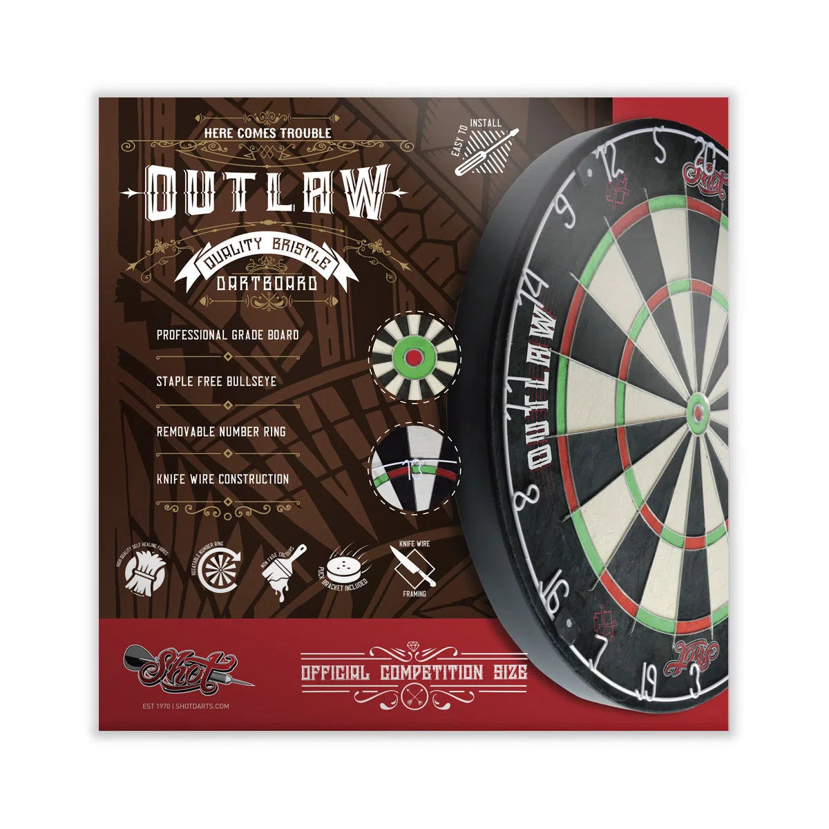 Shot Outlaw Bristle Dartboard