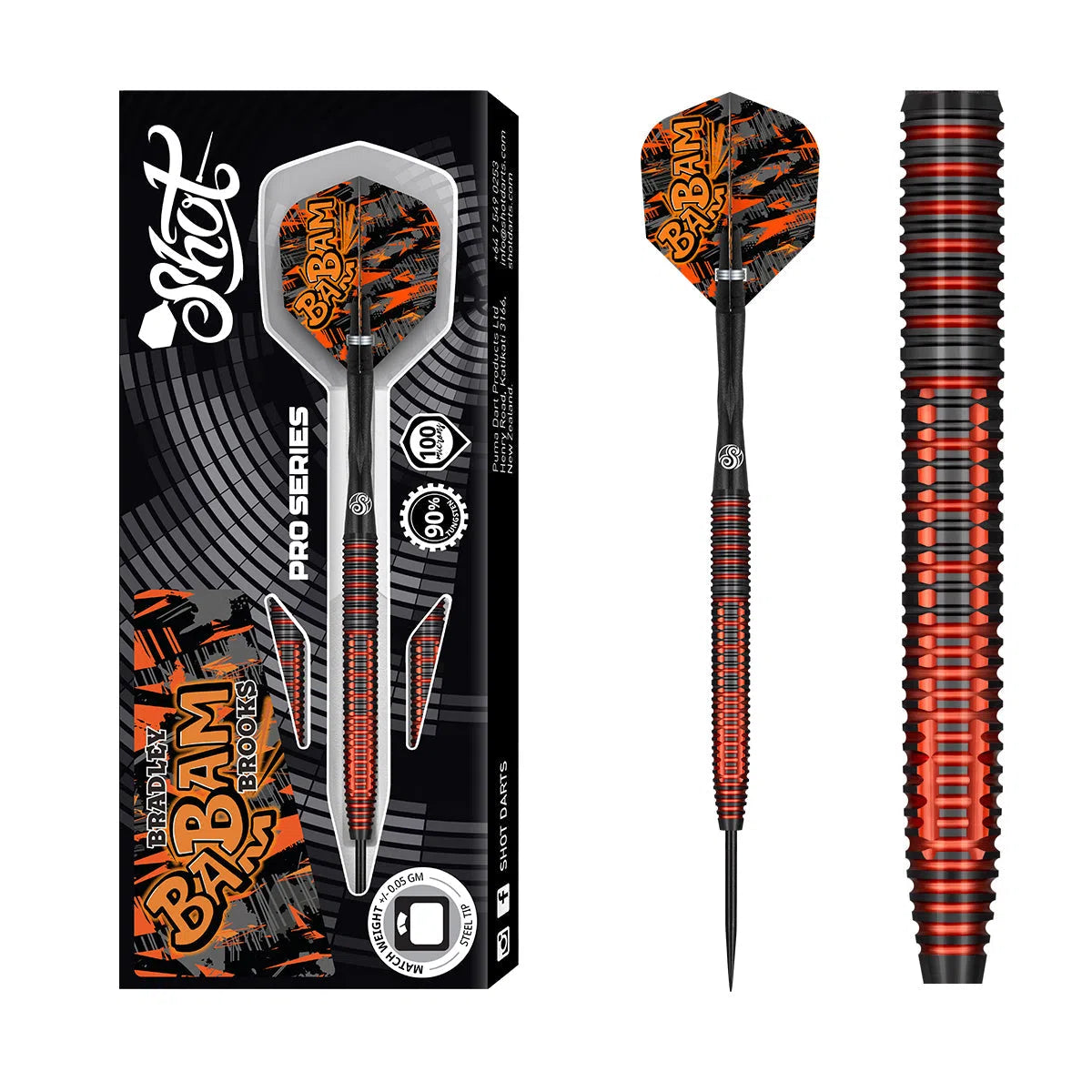 Shot Pro Series Bradley Brooks 90% Tungsten Steel Tip Darts