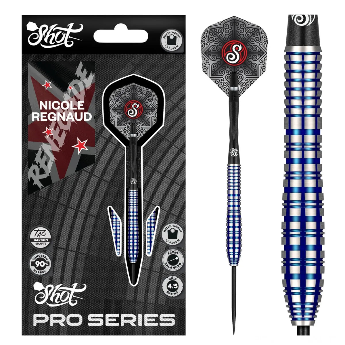 Shot Pro Series Nicole Regnaud 90% Tungsten Steel Tip Darts-1-23 GRAM-Premier Darts