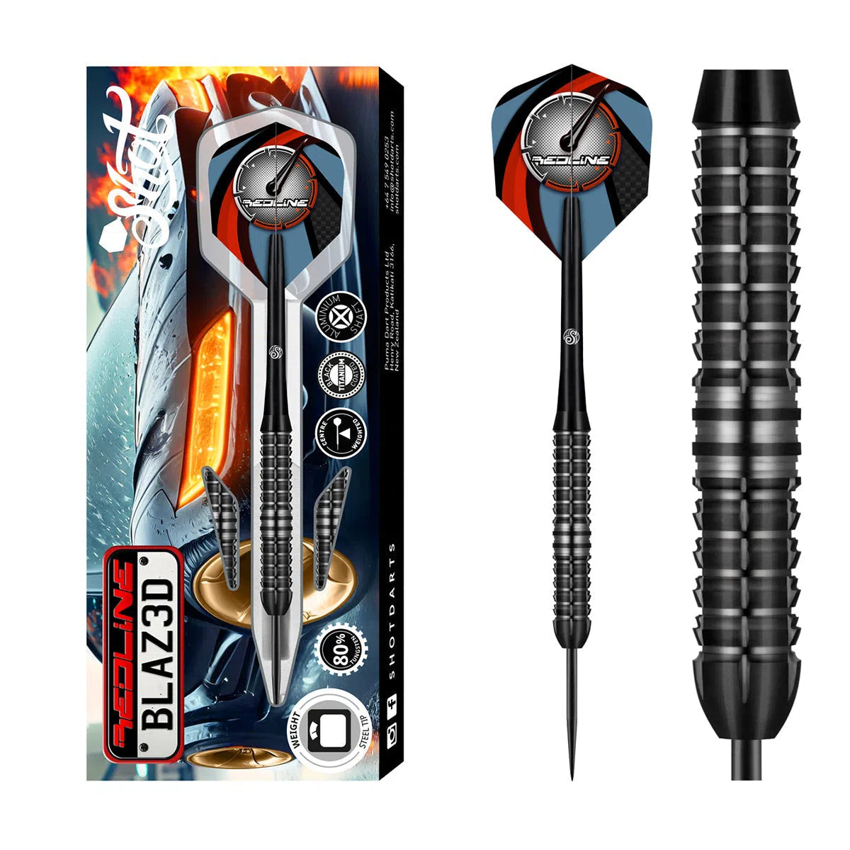 Shot Redline BLAZ3D 80% Tungsten Steel Tip Darts