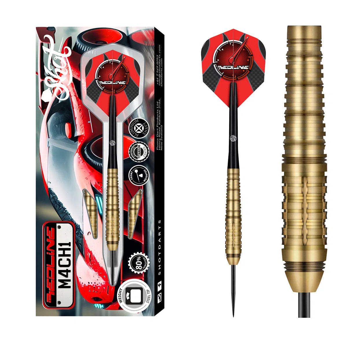 Shot Redline M4CH1 80% Tungsten Steel Tip Darts