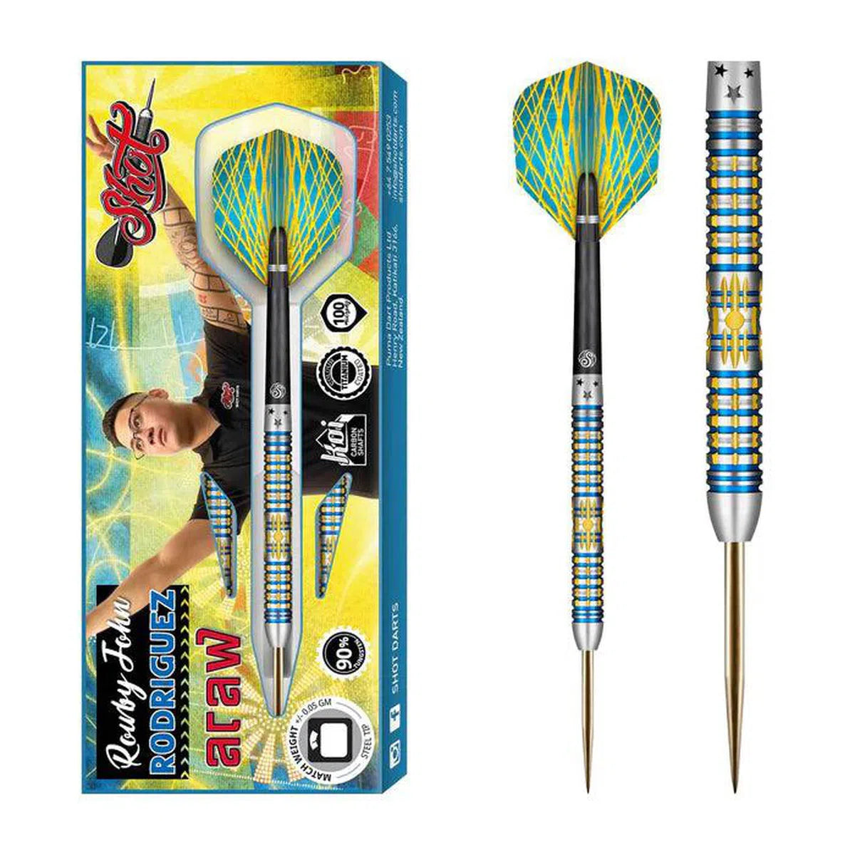 Shot RowbyJohn Rodriguez Araw 90% Tungsten Steel Tip Darts