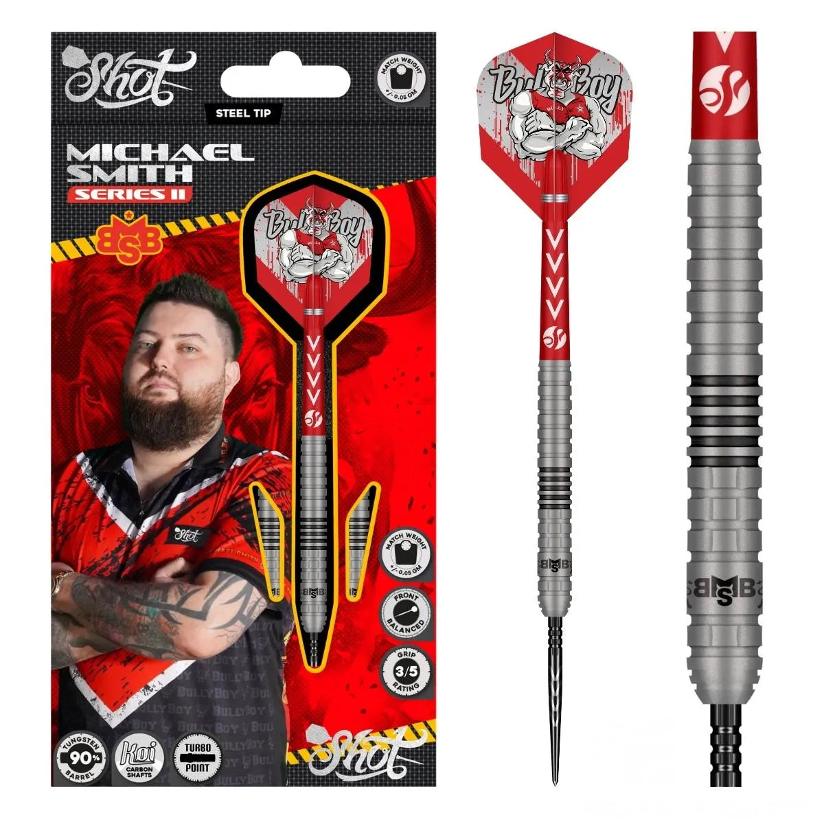 Shot Michael Smith Series II TP 90% Steel Tip Darts-1-22 GRAM-Premier Darts