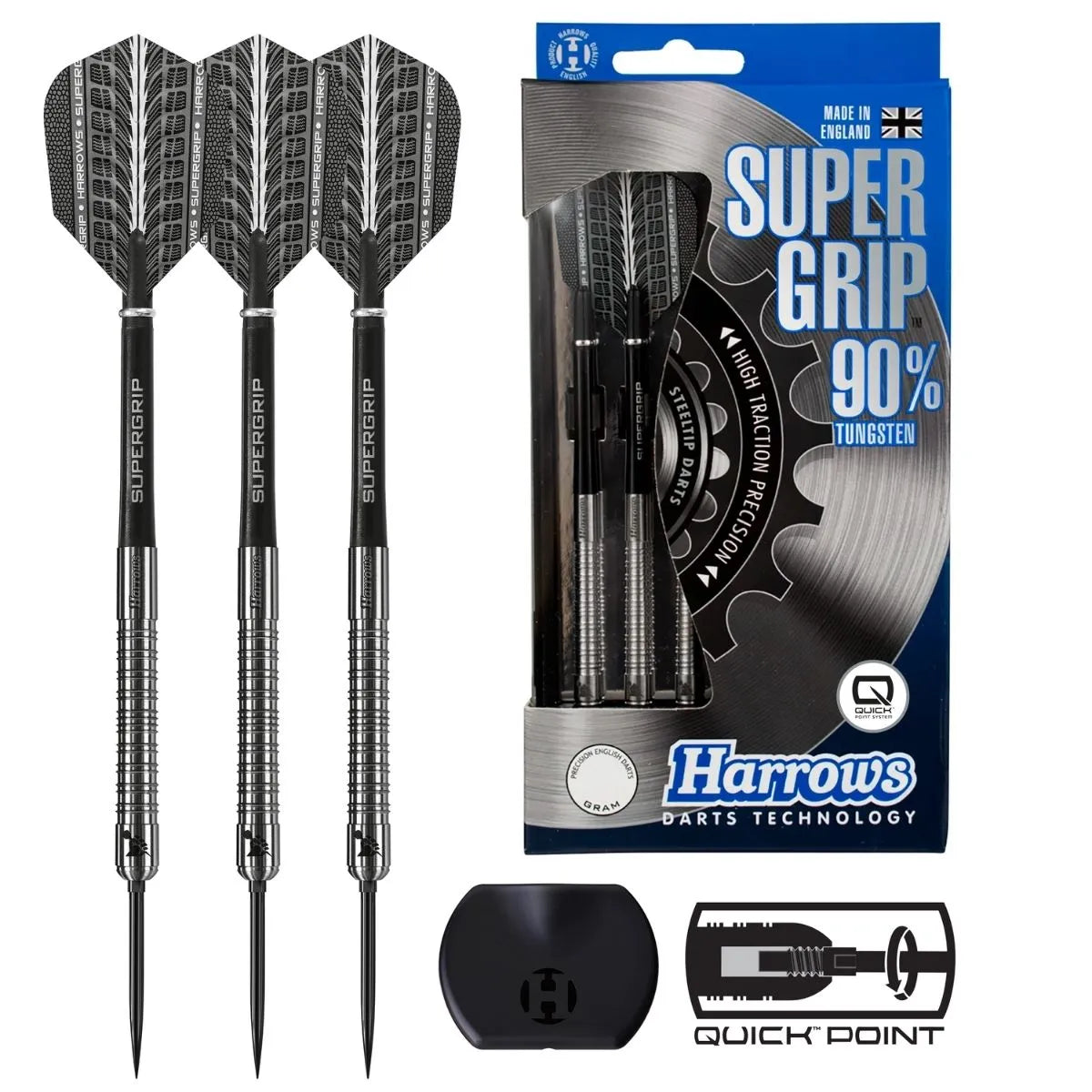 Harrows Supergrip QP 90% Tungsten Steel Tip Darts-1-21 GRAM-Premier Darts