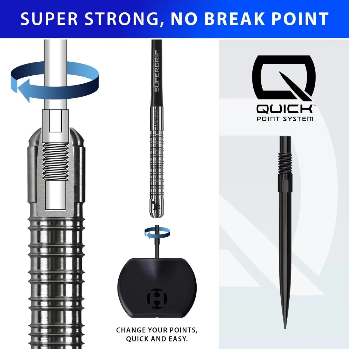 Harrows Supergrip QP 90% Tungsten Steel Tip Darts-3-21 GRAM-Premier Darts