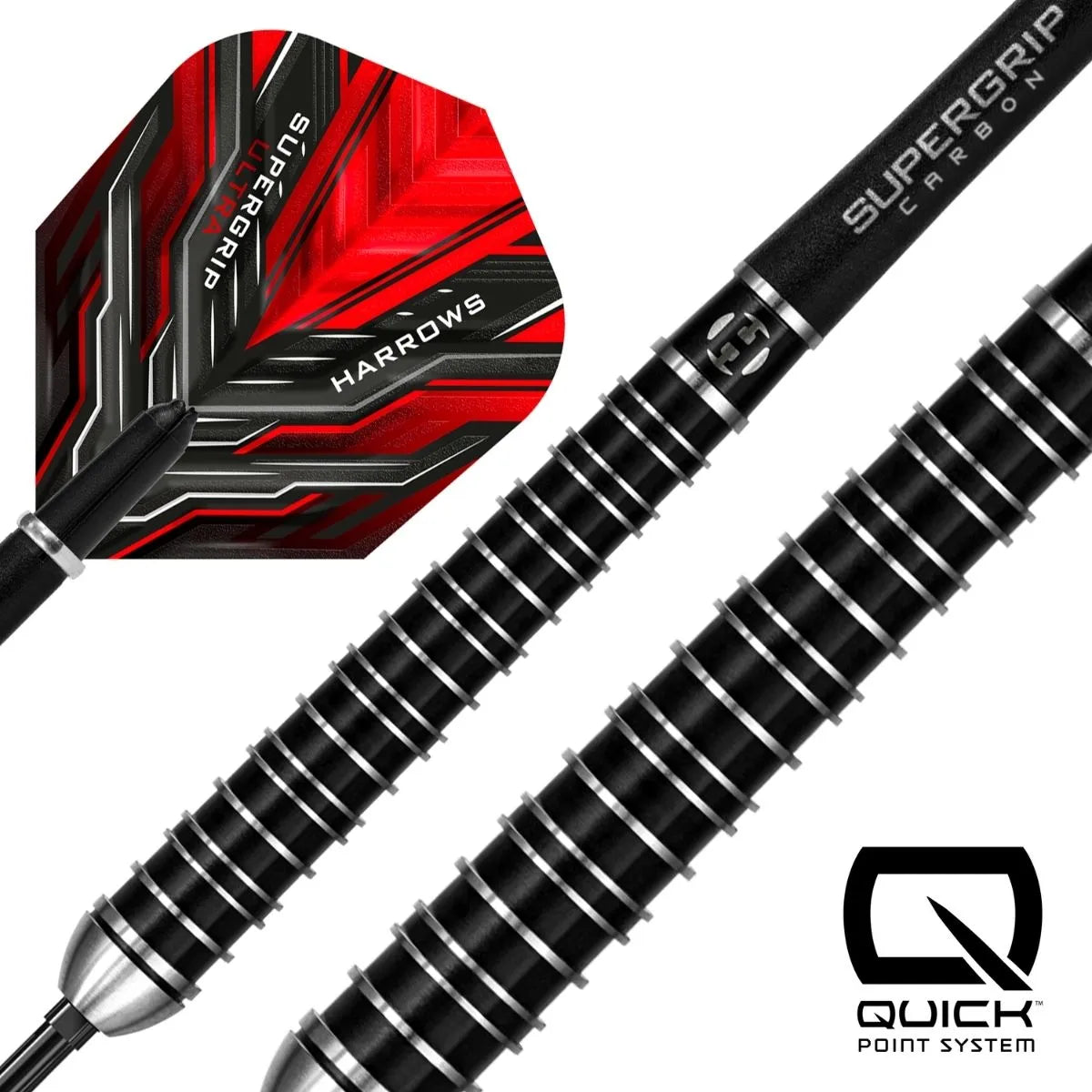 Harrows Supergrip Ultra QP 90% Tungsten Steel Tip Darts-2-21 GRAM-Premier Darts