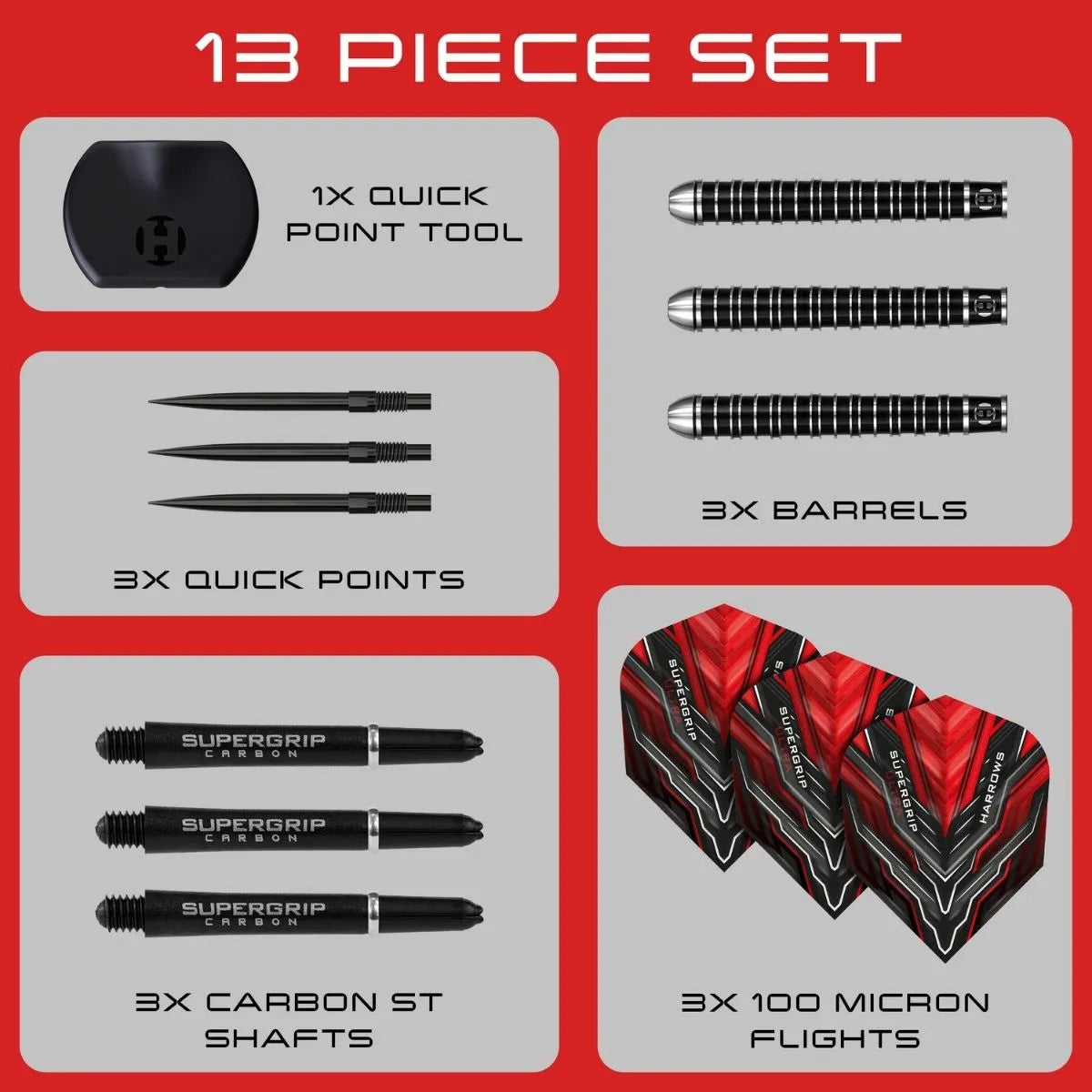 Harrows Supergrip Ultra QP 90% Tungsten Steel Tip Darts-6-21 GRAM-Premier Darts