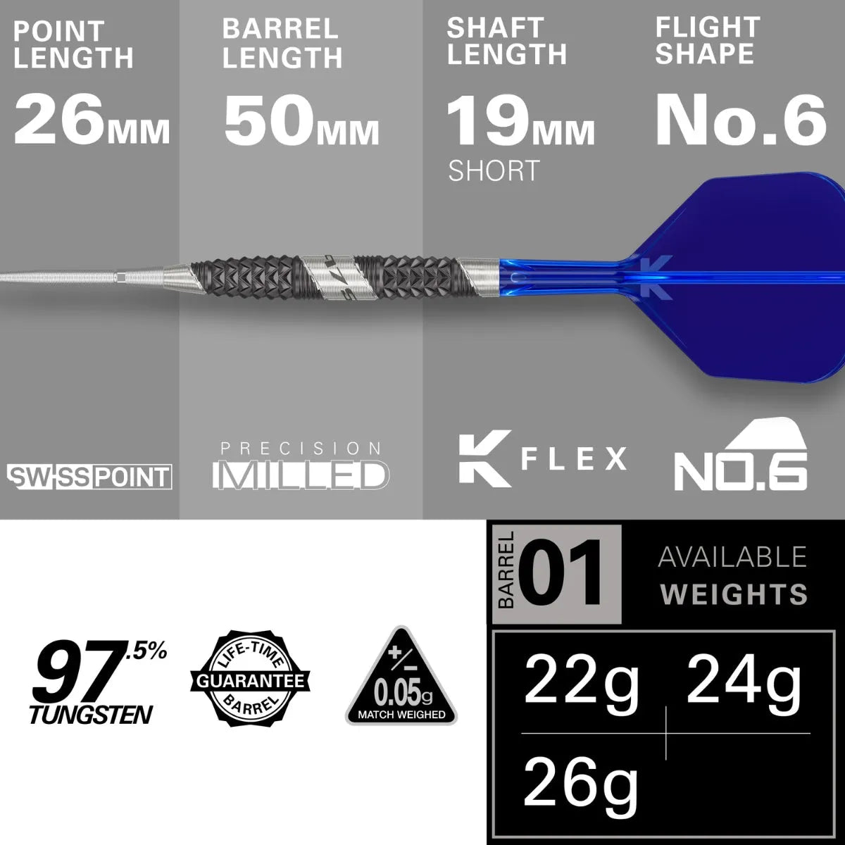 Target Darts 975 Ultra Marine 01 SP 97.5% Tungsten Steel Tip Darts
