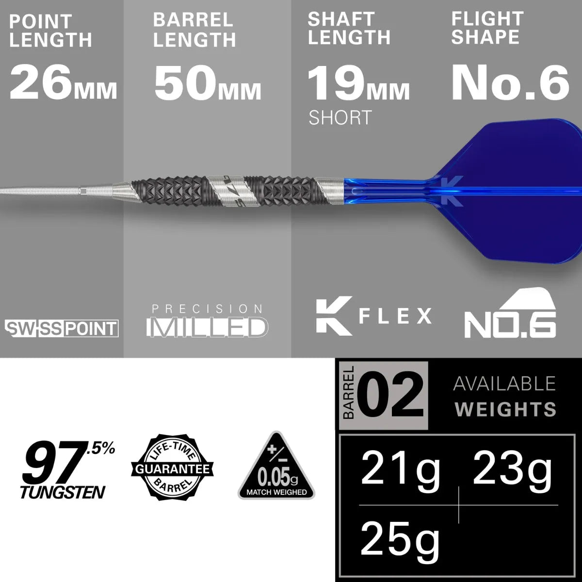 Target Darts 975 Ultra Marine 02 SP 97.5% Tungsten Steel Tip Darts