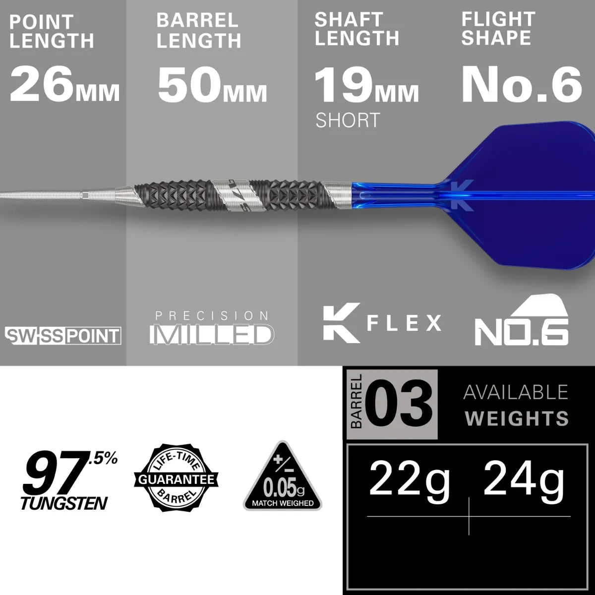 Target Darts 975 Ultra Marine 03 SP 97.5% Tungsten Steel Tip Darts