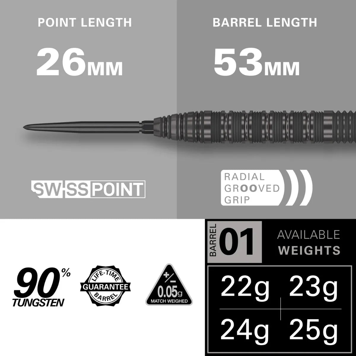Target Darts Bolide Void 01 90% Tungsten Steel Tip Darts