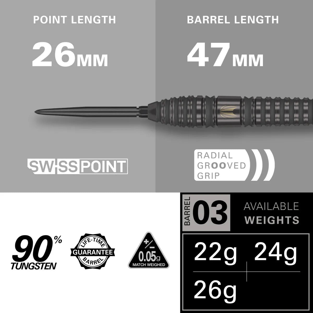Target Darts Bolide Void 03 90% Tungsten Steel Tip Darts