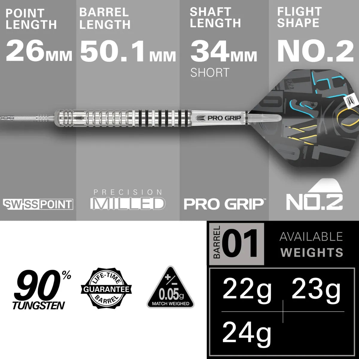 Target Darts Chris Dobey Gen 1 SP 90% Tungsten Steel Tip Darts