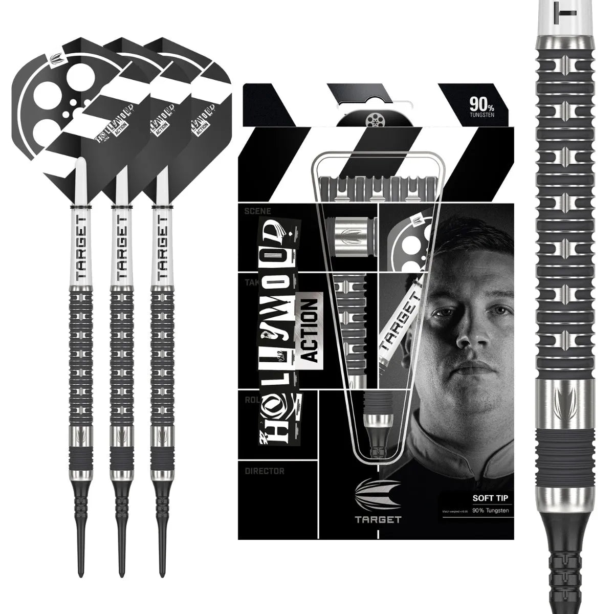 Target Darts Chris Dobey Hollywood Action 90% Tungsten Soft Tip Darts