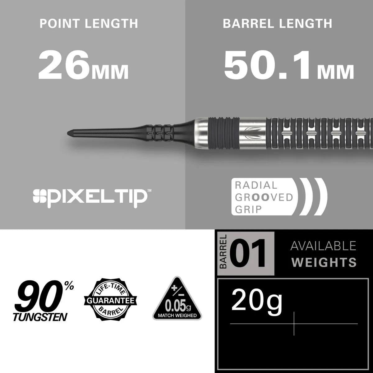 Target Darts Chris Dobey Hollywood Action 90% Tungsten Soft Tip Darts