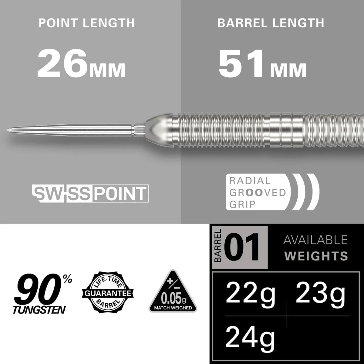 Target Darts Crux 01 SP 90% Tungsten Steel Tip Darts
