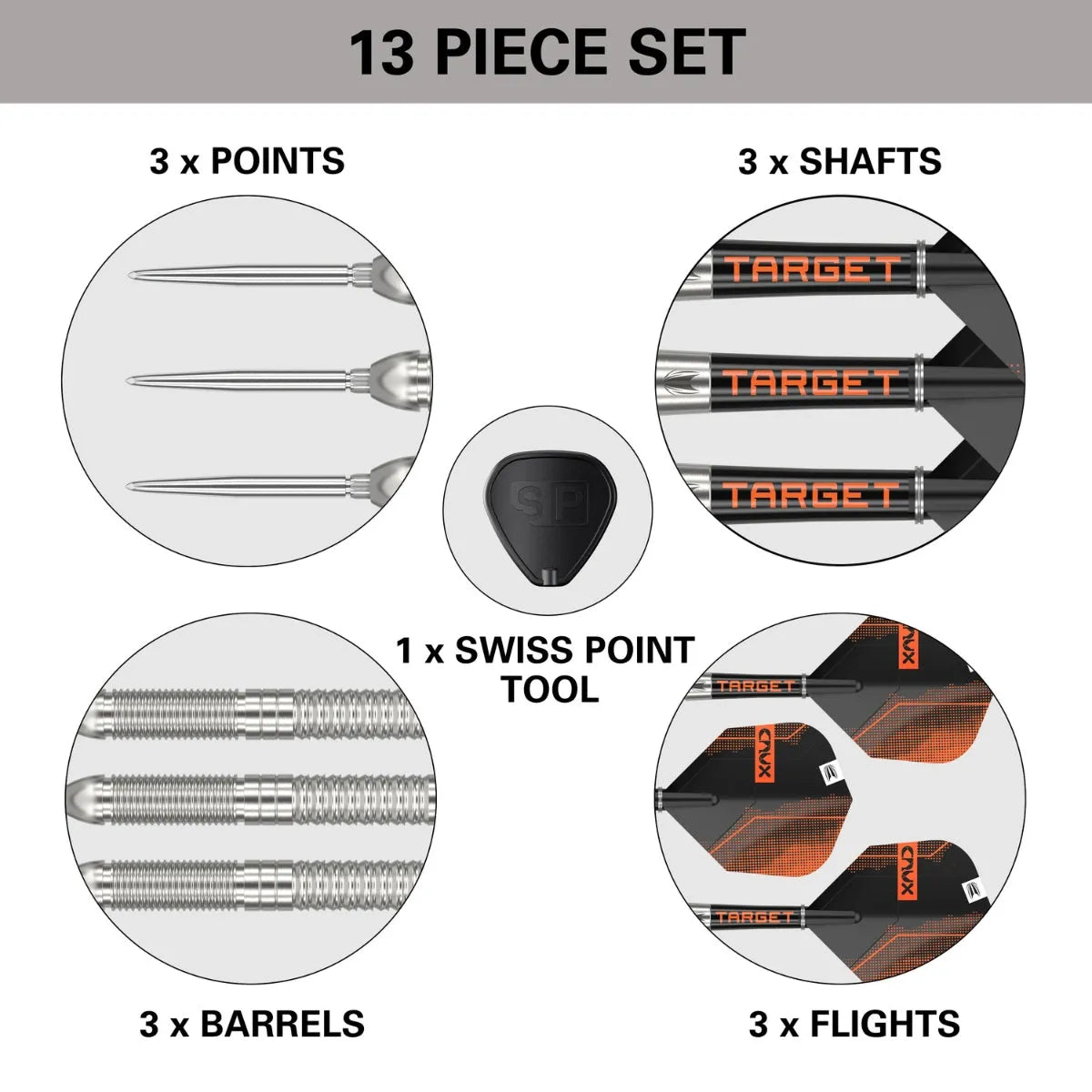 Target Darts Crux 01 SP 90% Tungsten Steel Tip Darts