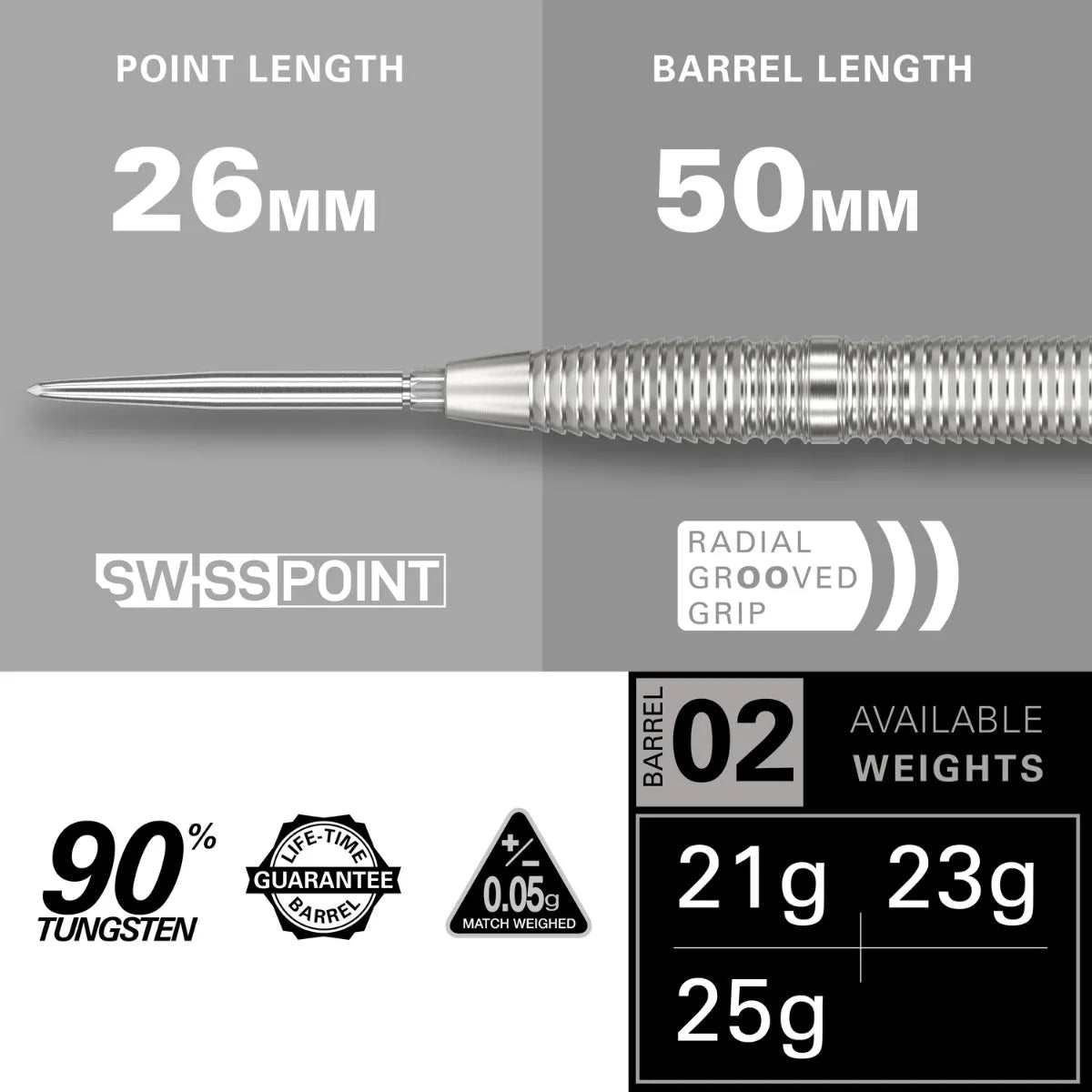 Target Darts Crux 02 SP 90% Tungsten Steel Tip Darts