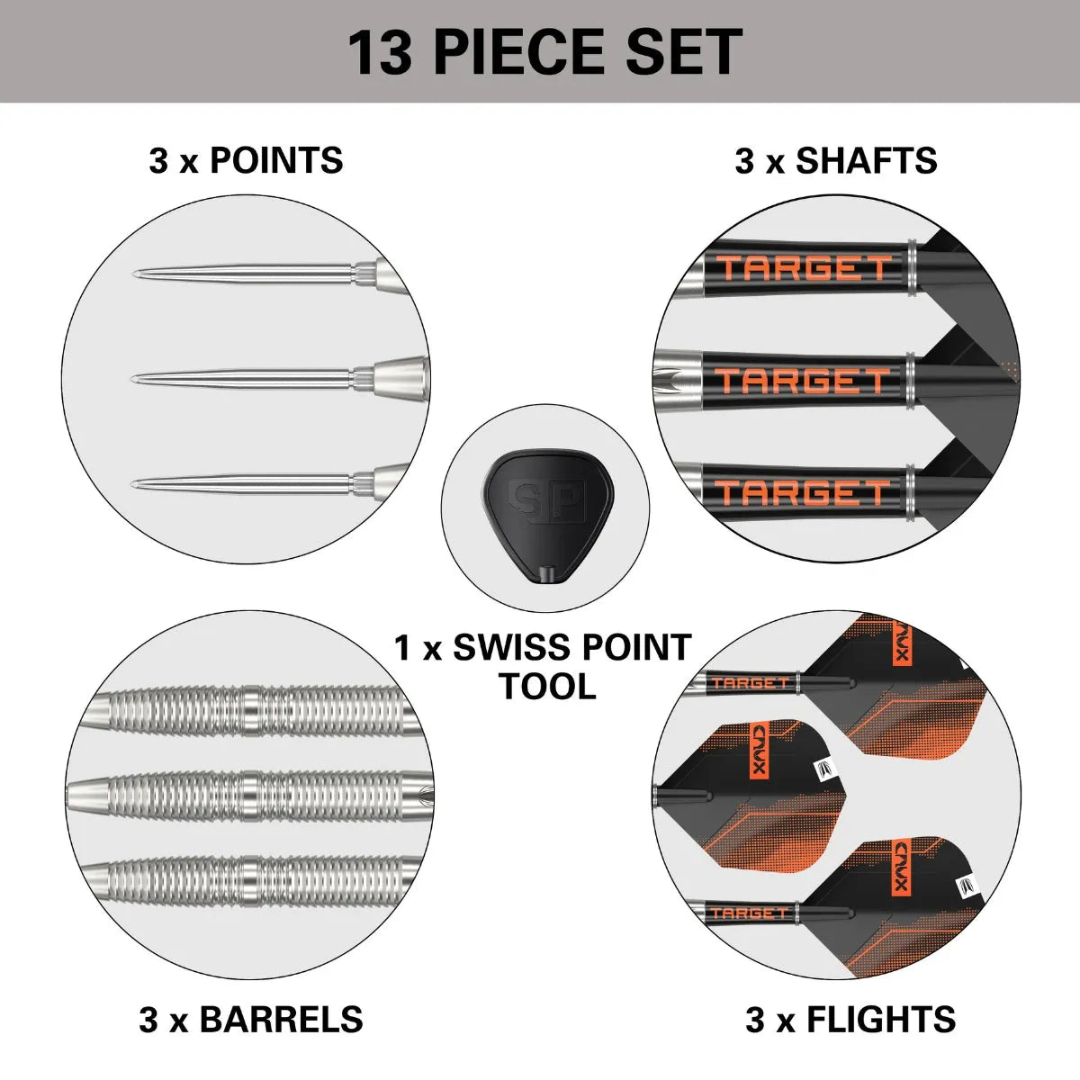 Target Darts Crux 02 SP 90% Tungsten Steel Tip Darts