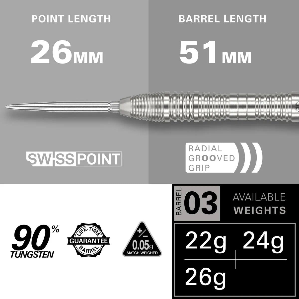 Target Darts Crux 03 SP 90% Tungsten Steel Tip Darts