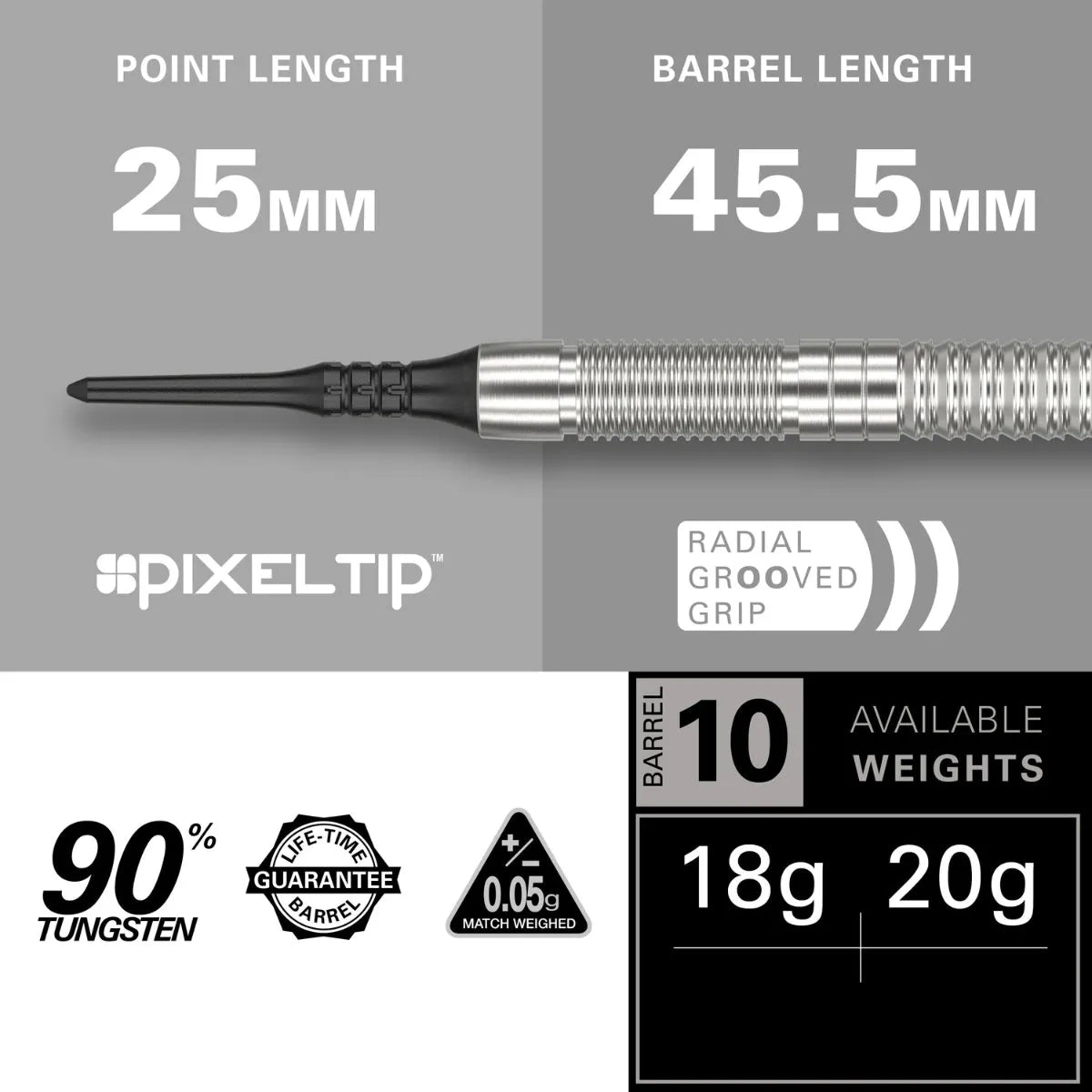 Target Darts Crux 10 90% Tungsten Soft Tip Darts