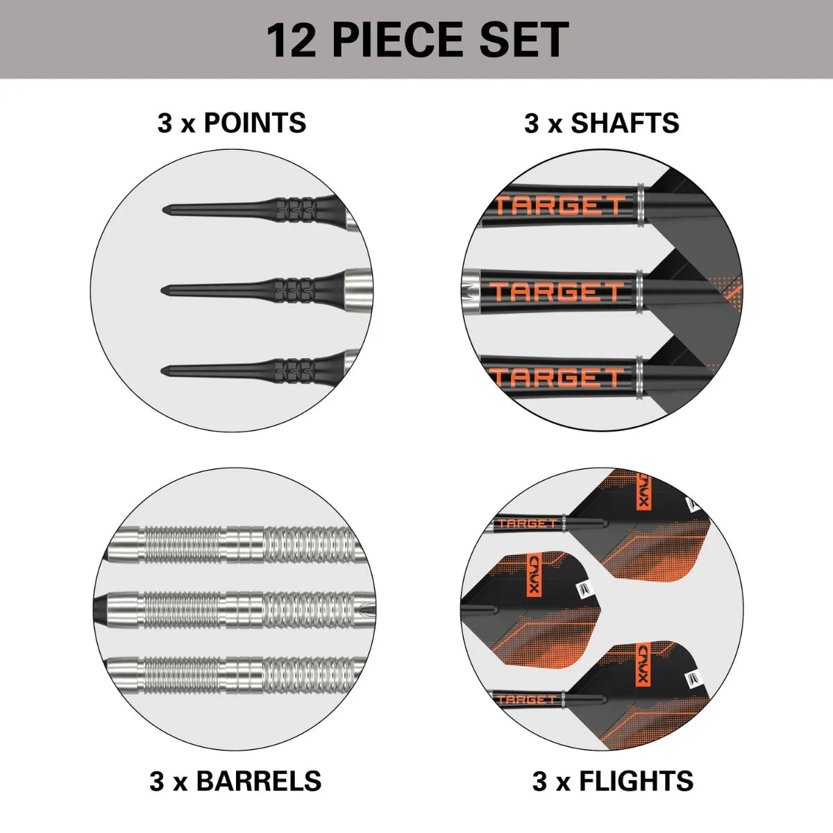 Target Darts Crux 10 90% Tungsten Soft Tip Darts