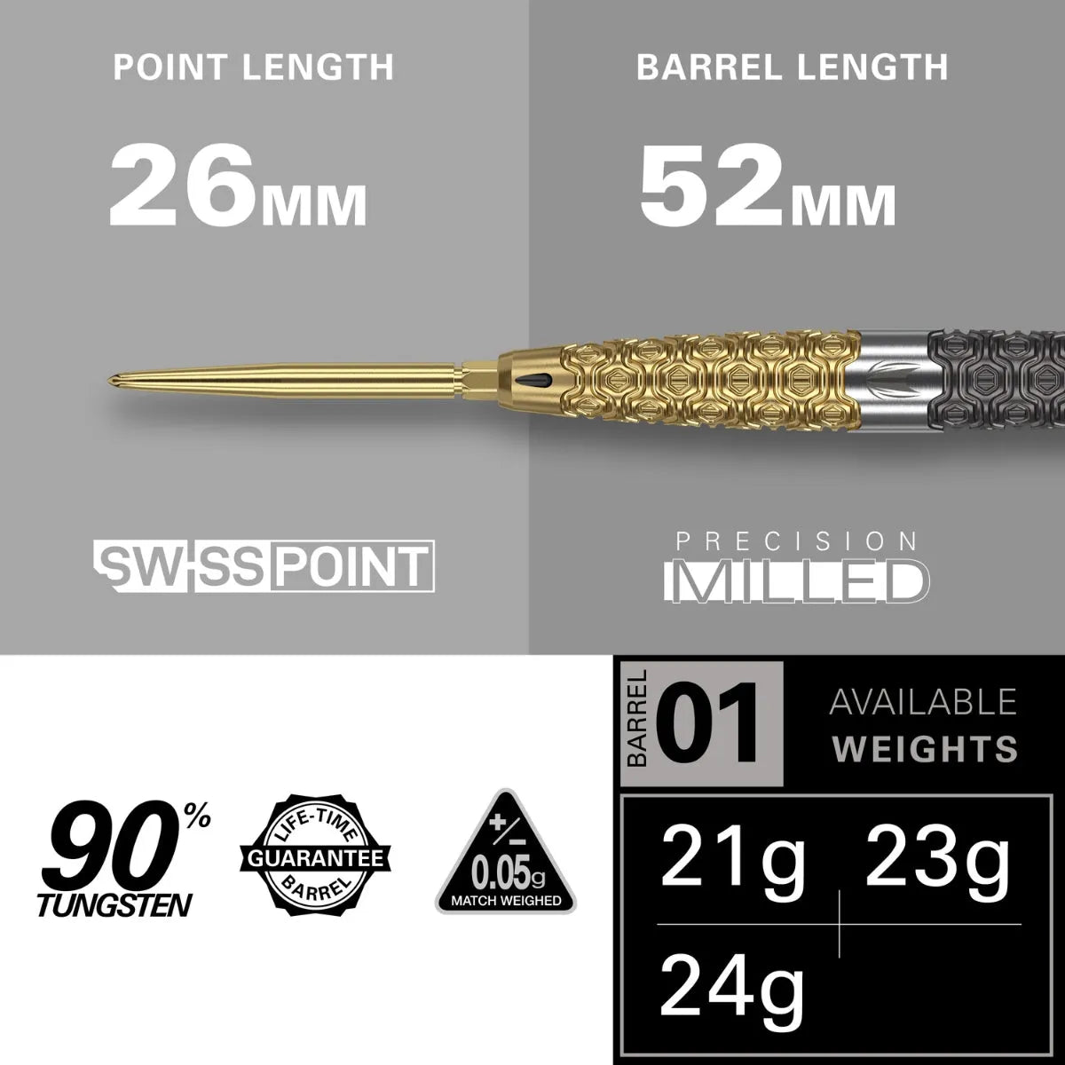 Target Darts Cult Envy 01 90% Tungsten Steel Tip Darts