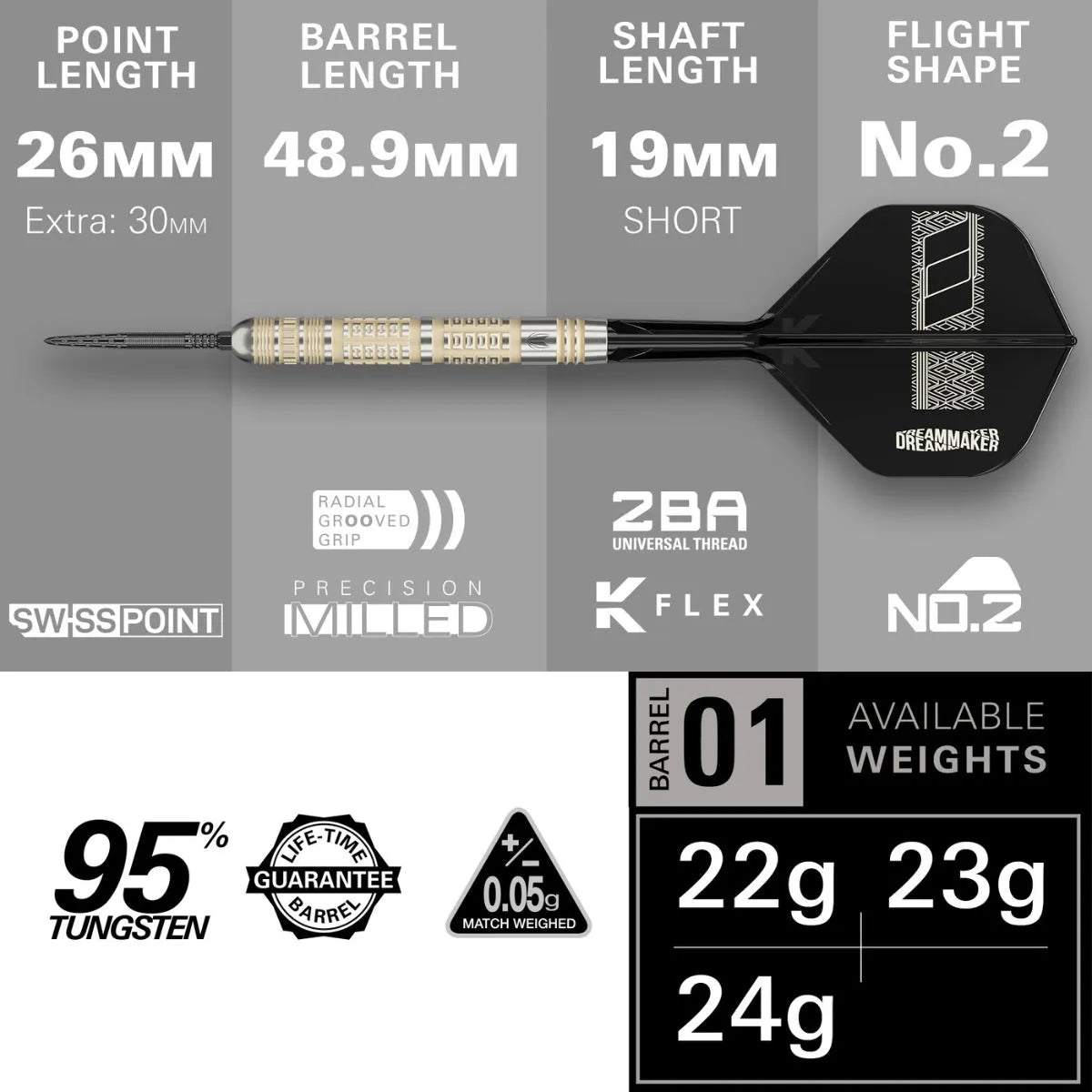 Target Darts Dimitri Van Den Bergh 95K 95% Tungsten Steel Tip Darts