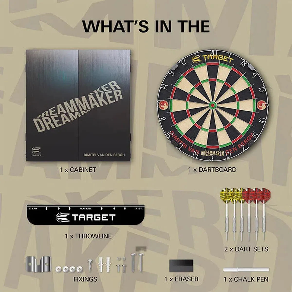 Target Darts Dimitri Van Den Bergh Cabinet and Board Set